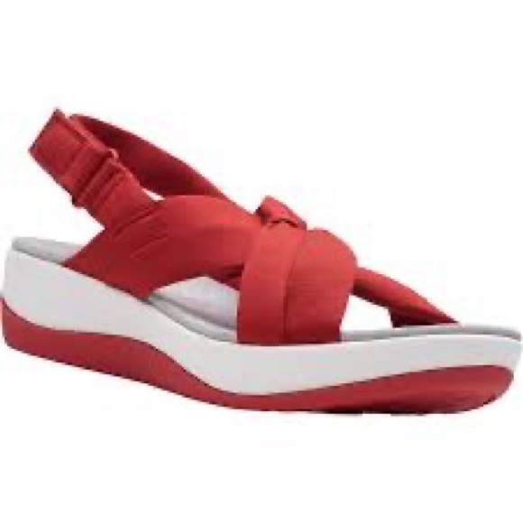 »-Clarks-»Cloudstepper Adjust Strappy Cloth Sandal Platform OpenToe Soft Cushion - Picture 3 of 16
